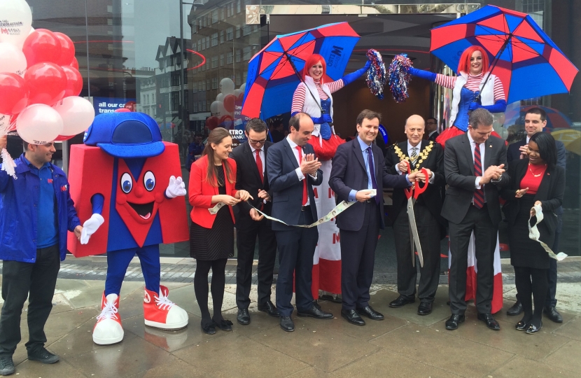 Greg Hands MP At the opening of Metro Bank, Kings Road, Chelsea.