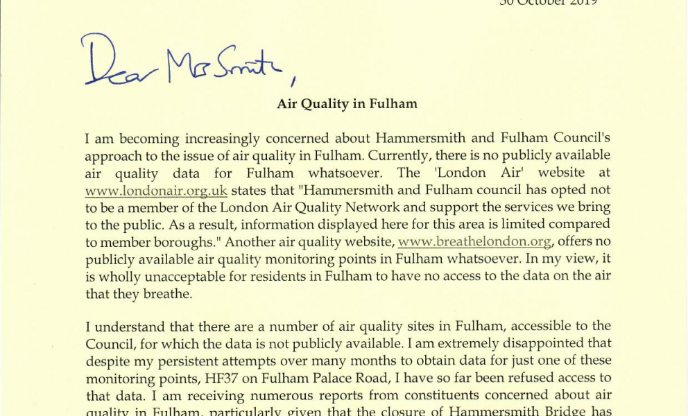 Air Quality in Fulham 1