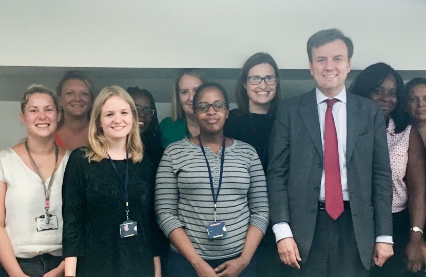 Greg Hands MP visiting hard-working Royal Borough of Kensington & Chelsea social workers at the Malton Road centre, last week.