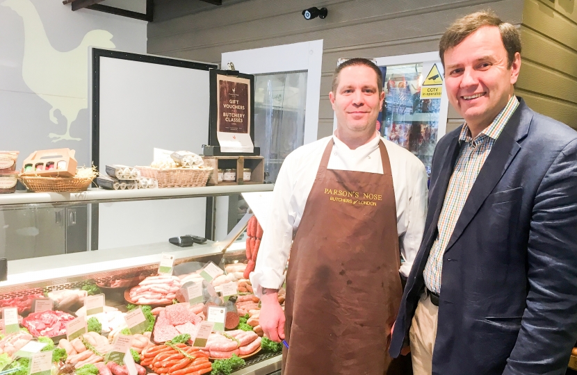 Greg Hands MP visiting Fulham Road shops as part of “Small Business Saturday” recently. 
