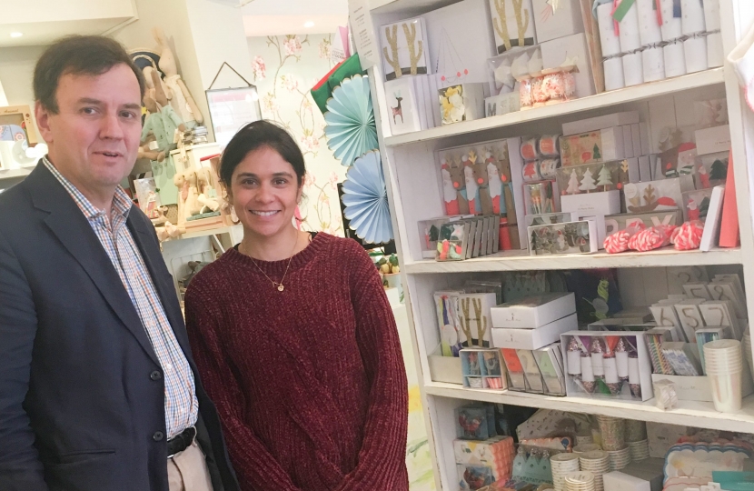 Greg Hands MP visiting Fulham Road shops as part of “Small Business Saturday” recently. 