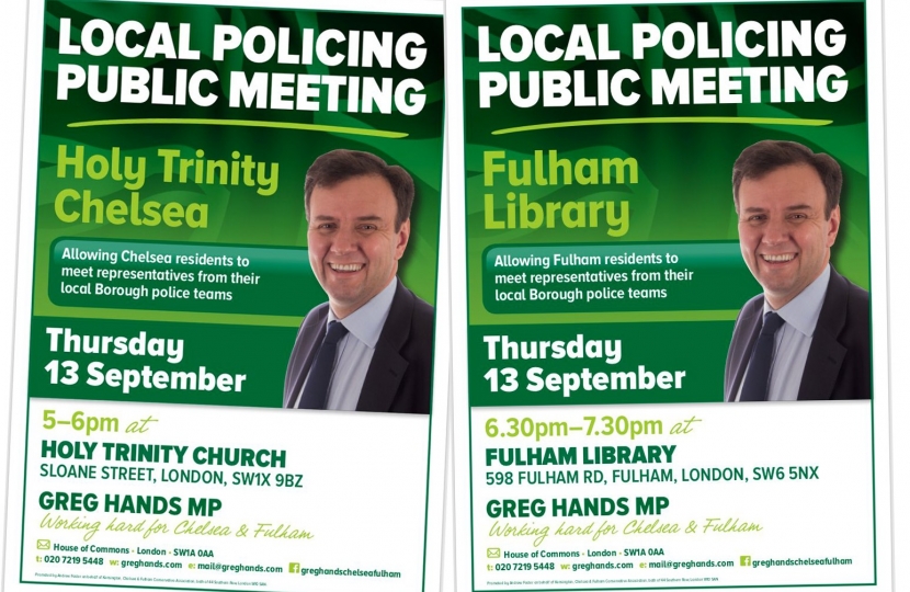 Public Meetings on Crime in Chelsea and Fulham