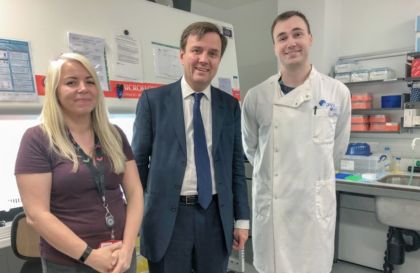Greg Hands MP visiting the world-leading HIV/AIDS research facility at Chelsea & Westminster Hospital.