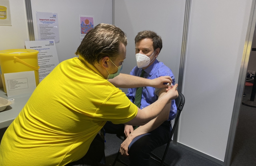 Greg Hands MP receiving his coronavirus vaccine 