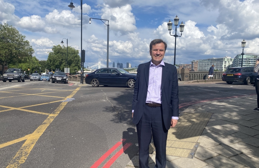 Greg Hands MP at Battersea Bridge 