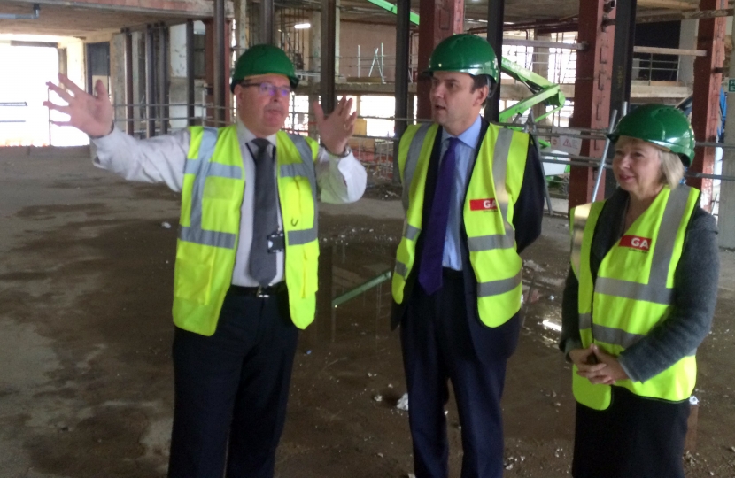 Greg Hands MP being shown around the building works at the National Army Museum