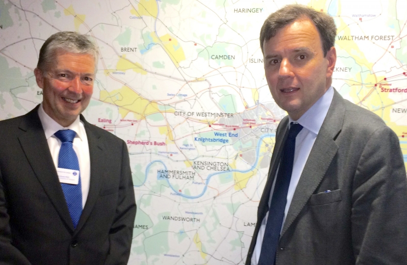 Greg Hands MP at TfL's headquarters with Mike Brown, TfL's new Commissioner.