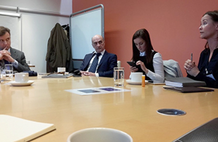 Chief Secretary Greg Hands listening to entrepreneurs in Edinburgh last week.