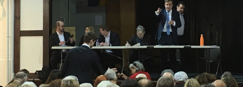 Greg taking questions at Heathrow public meeting