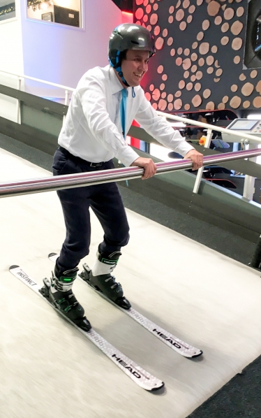 Greg Hands MP at Chel-Ski in Fulham, London's leading indoor ski training centre, trying it out for himself!