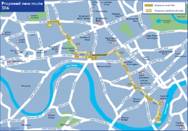 TfL's proposed new route for the 306.