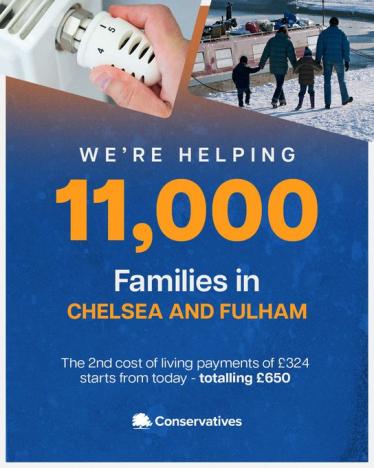 The Conservative Government is helping 11,000 families in Chelsea & Fulham with another Cost of Living payment.